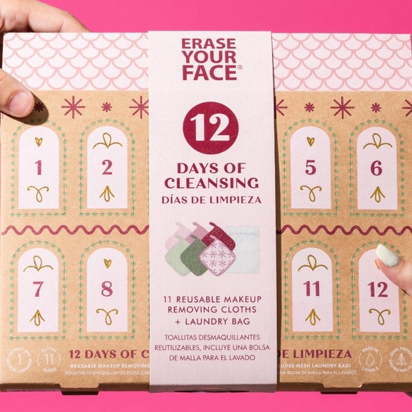 Erase Your Face 12 Days of Cleansing Reusable Makeup Removing Cloths Set NEW - Picture 15 of 15